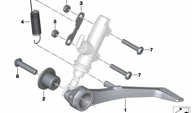 Pedal de freno trasero OEM 46718542082 para motos BMW S 1000 RR (K46), S 1000 R (K47). Original BMW Motorrad.