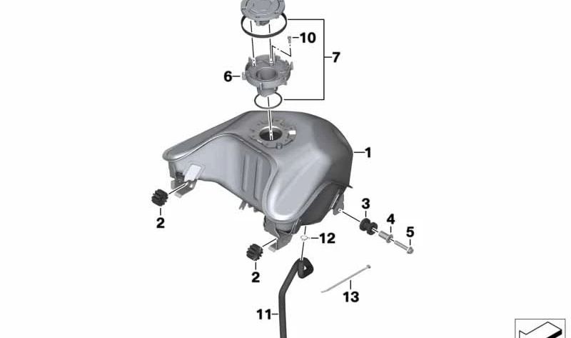 Tanque de combustível OEM 16119445155 para BMW Motorrad G 310 R (K03) de 04/2016. Originais BMW Motorrad.