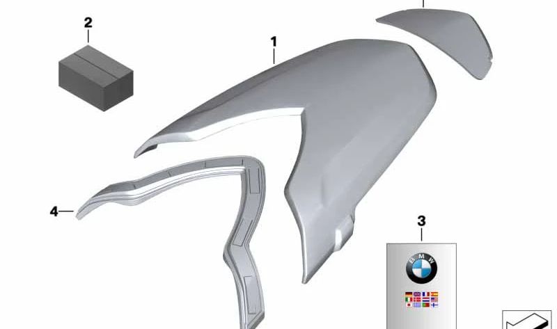 Recubrimiento asiento acompañante OEM 46637702158 para motos BMW F800S, F800ST, F800R. Original BMW Motorrad.