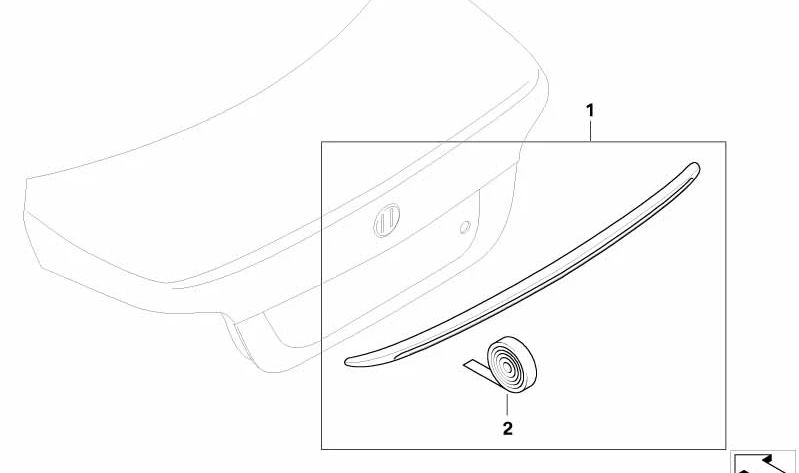 Cinta adhesiva OEM 51628040053 para BMW E60 y E60N. Pieza original BMW, utilizada en la instalación de alerón trasero M.