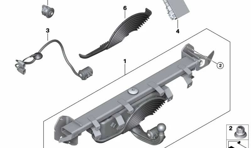 Fuelle de protección con marco OEM 71606884468 para BMW G11, G11N, G12, G12N, F25, F26. Pieza original BMW para anclaje de remolque retráctil eléctrico.