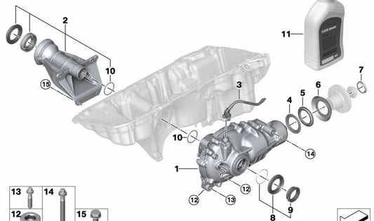 Diferencial delantero OEM 31507934390 para BMW G05, G06. Original BMW.