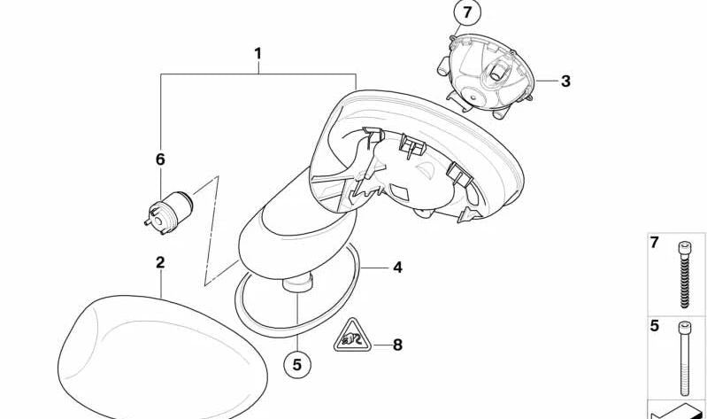 Primed Right Mirror Cover OEM 51167030636 for MINI R50, R52, R53. Original MINI.