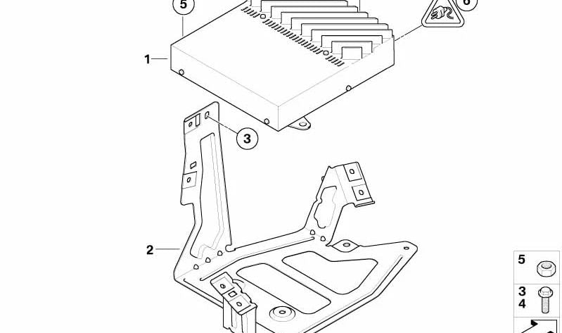 Soporte amplificador para sistema HiFi OEM 65159115188 para BMW E82, E88. Recambio original BMW.