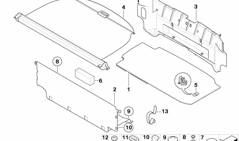 Clip Cutting OEM 51473428069 pour BMW Z4 E86. Pièce BMW originale.