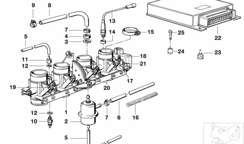 Interruptor de mariposa acelerador OEM 13631273265 para BMW E30, E28, E34, E24, E23, E32. Compatible con sistemas de admisión. Original BMW.