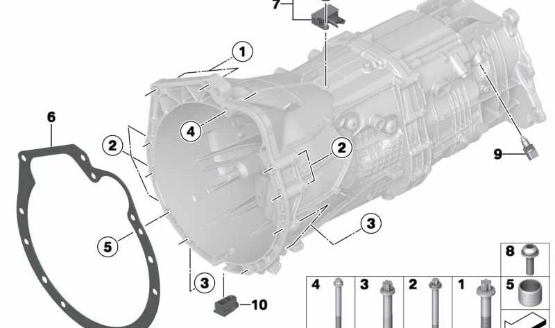 Adaptador de cambio OEM 23007615975 para BMW F30 y F31 320i xDrive y 328i xDrive con motor N20. Compatible con versiones manuales y automáticas con tracción total. Original BMW.