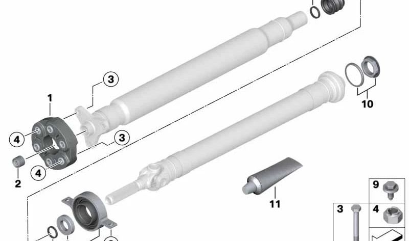 Acople elástico de transmisión OEM 26112284776 para BMW F87, F80, F82, F83. Pieza original BMW.