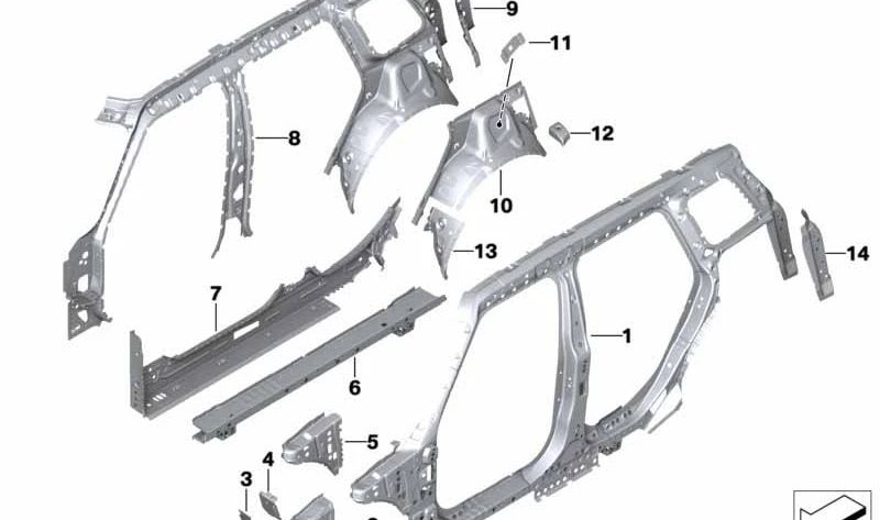 Refuerzo columna D interior izquierda OEM 41007430979 para MINI F54, Clubman F54 LCI. Original MINI.