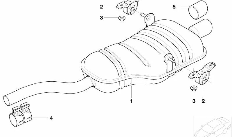 OEM chrome exhaust embellelier 18107500197 for BMW E46. Original BMW.