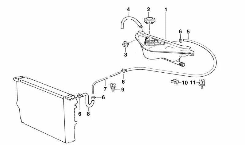 Depósito de expansión OEM 17111719110 para BMW E32, E34. Original BMW.