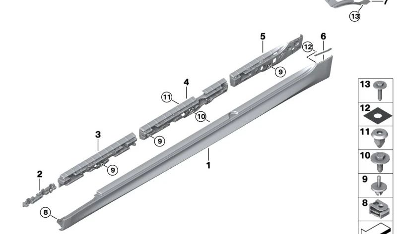 Right rear wheel step Mold 51777448308 for BMW G30, G31. Original BMW.