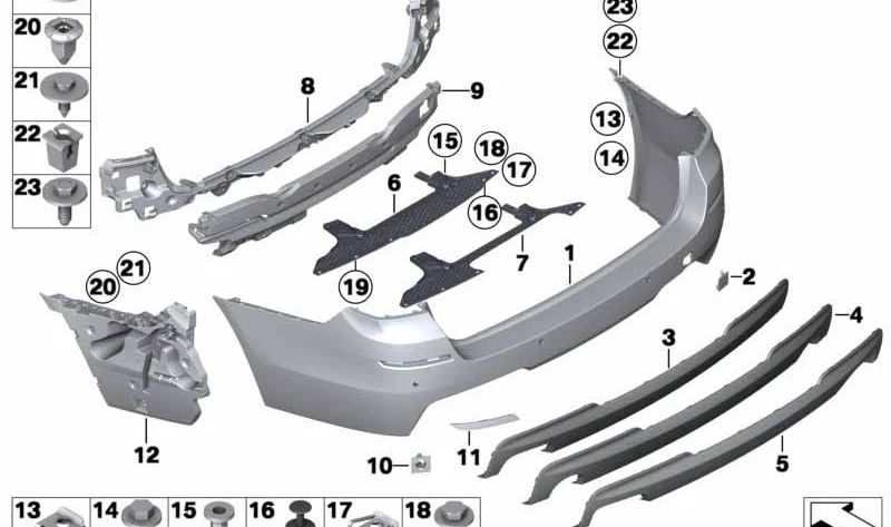 Soporte sensor PDC trasero OEM 51122181358 para BMW F11. Original BMW.