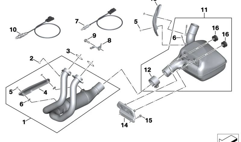 Soporte de escape OEM 18518393198 para motos BMW F 750 GS, F 850 GS, F 900 GS, F 900 R... y más. Original BMW Motorrad.