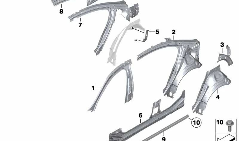 Tornillo hexagonal con arandela M6x18 OEM 07149182436 para BMW F07, F07N, F06, F06N, F13, F13N, F01, F01N, F02, F02N, F04. Original BMW.