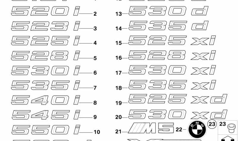 Emblema "Schriftzug" lateral izquierdo OEM 51147229909 para BMW E60, E61. Original BMW.