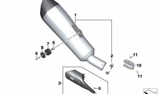 Abrazadera OEM 18518406923 para motos BMW R1250GS, R1250GS Adventure, R1250RT, R1250R, R1250RS. Original BMW Motorrad.