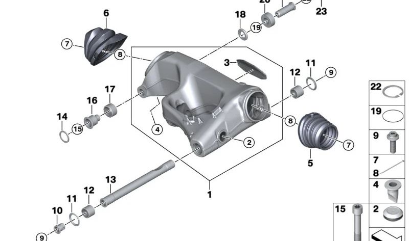 Tampa do braço oscilante OEM 33326786219 para motocicletas BMW F 750 GS, F 850 GS, F 900 R, R 1300 GS... e muito mais. Originais BMW Motorrad.