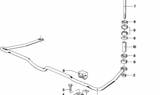 Silentblock estabilizador trasero 16MM OEM 33551103492 para BMW E21, E12, E24. Goma soporte barra estabilizadora. Original BMW.