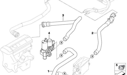 Radiator and heater hose OEM 64213400409 for BMW X3 E83. Original BMW.