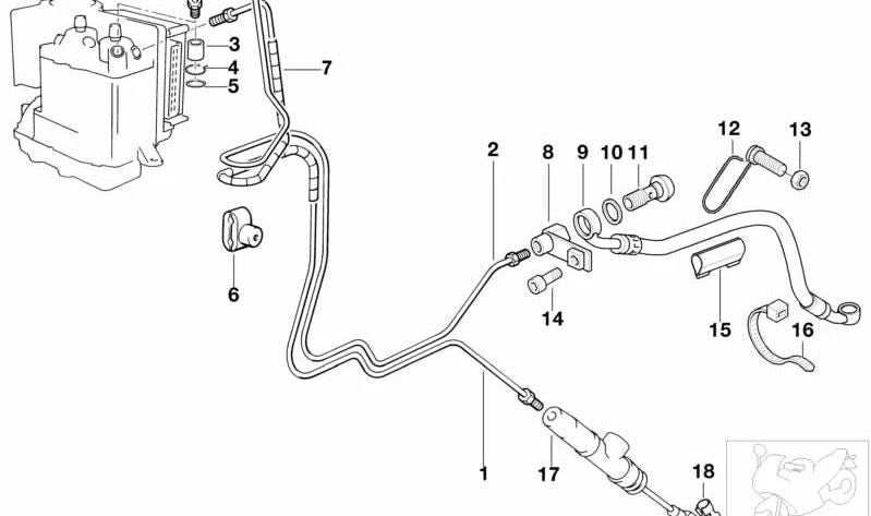 Tubo flexible de freno trasero OEM 34327670772 para motos BMW R1150R, R850R, Rockster. Original BMW Motorrad.