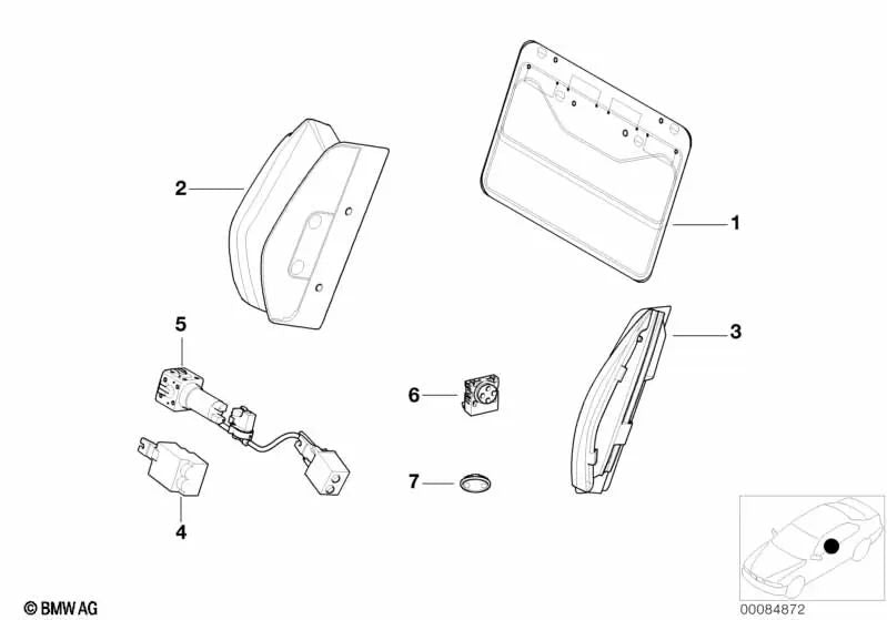 Right lumbar cushion for BMW 3 Series E46, 6 Series E63 (OEM 52102695398). Original BMW