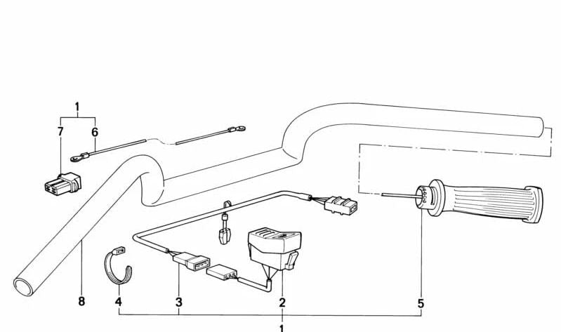 Manillar calefactado elevado cromado OEM 32711456143 para BMW motos K100, K75, K75 RT. Original BMW Motorrad.