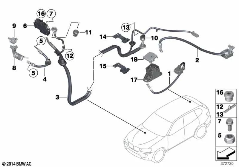 Anel de tensão para BMW F25, F26 (OEM 61139229727). BMW original