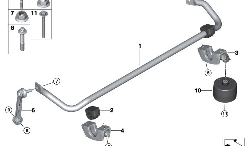 Hinterachse Stabilisator für BMW G30, G11, G12 (OEM 33506861459). Original BMW