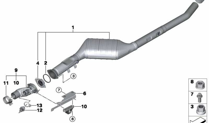 Tubo delantero OEM 18308517203 para BMW X5 F15 sDrive25d, xDrive25d. Original BMW.