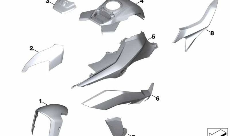 Cubierta lateral derecha OEM 46631540970 para BMW Motorrad S 1000 XR (SK69) 2019-2023. Color blanco. Recambio original BMW Motorrad.