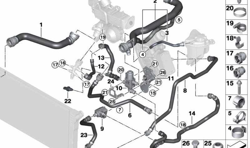 Soporte válvula de conmutación OEM 11538577062 para BMW Serie 5 F10, F11, X3 F25, X5 F15… y más. Original BMW.