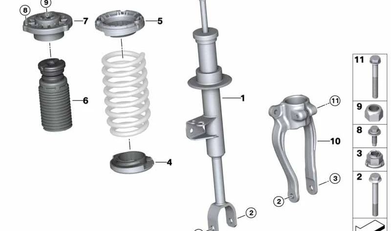 Front Left Shock Absorber OEM 31316875621 for BMW G30, G31. Original BMW.