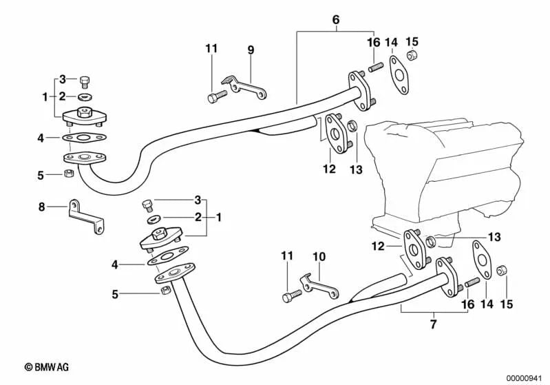 Tubo de ar OEM 11721741313 para BMW 7 E38, 8 E31. BMW genuíno.