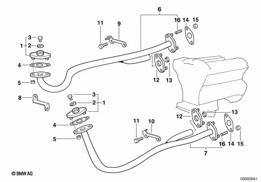Tubo de ar OEM 11721741313 para BMW 7 E38, 8 E31. BMW genuíno.