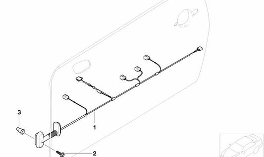 Right door cable mallet 61126975072 for Mini R50, R53, Cabrio R52. Original Mini.