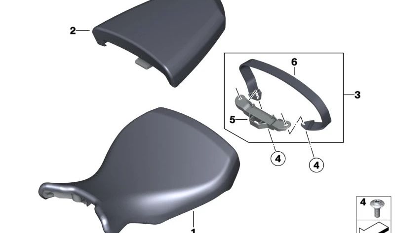 Soporte de anclaje del asiento del conductor OEM 52538569810 para BMW Motorrad R nineT (RK21,RK22,RK23,RK32,RK33). Compatible con modelos Pure, Scrambler, Urban G/S y Racer. Original BMW Motorrad.