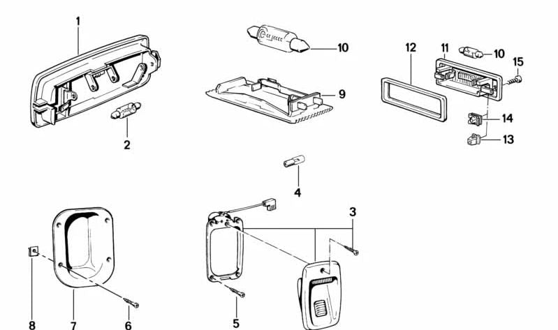 Lire la lumière pour la série BMW 7 E23 (OEM 63311374735). BMW d'origine