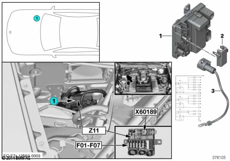 Módulo integrado de potência OEM 12638645514 para BMW F20, F21, F22, F30, F32, F10... e muito mais. BMW genuíno.