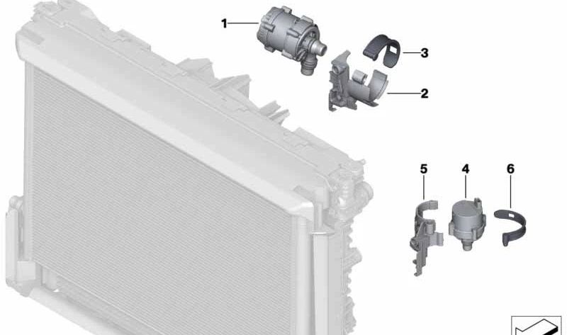 Electric water pump bracket for BMW G30, G31N, G11N, G12N, G14, G15, G16 (OEM 17119426560). Original BMW
