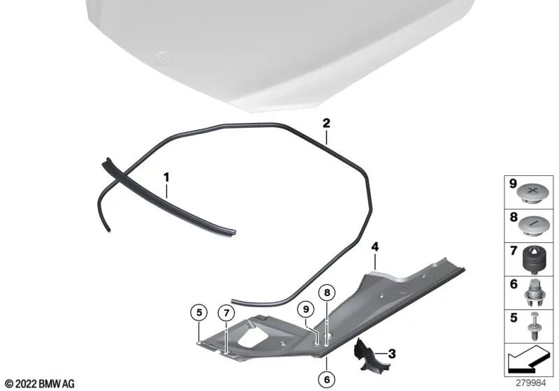 Junta de la tapa frontal trasera izquierda para BMW F01, F02, F04 (OEM 51767183827). Original BMW