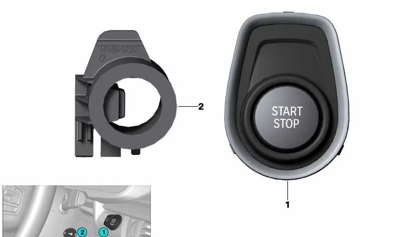 Botón de encendido Start/Stop OEM 61319355493 para BMW F30, F31, F34, F80. Original BMW.