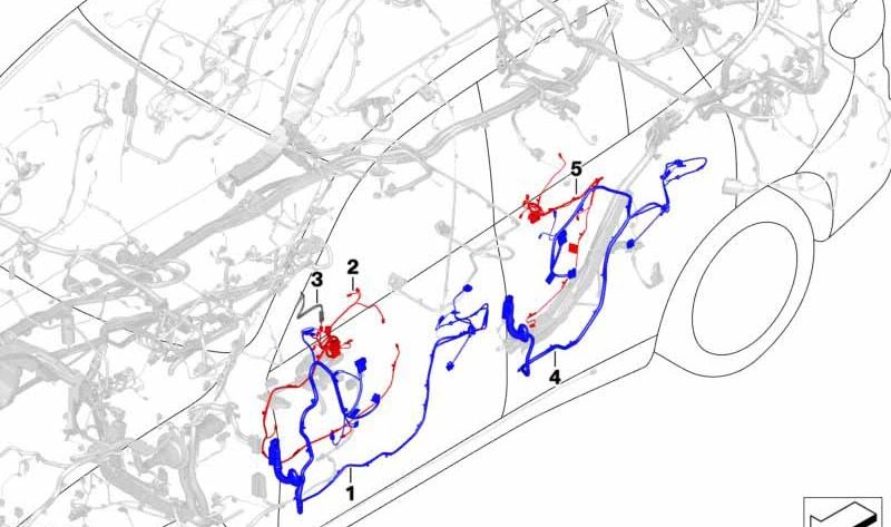 Cablaggio della porta destra OEM 61129436286 per BMW G20, G20N, G21, G21N. BMW originale.