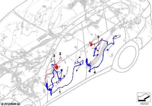 Chicote elétrico da porta do lado do motorista para BMW Série 4 G22, G23, G82, G83 (OEM 61125A494B3). BMW original