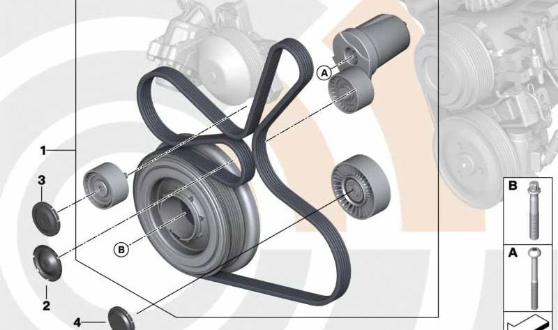 Tapa protectora polea tensora OEM 11287802640 para BMW E81, E82, E87, E88, E90, E91, E92, E93, E60, E61, F07, F10, F11, F01, F02, E84, E83, E70, E71. Original BMW.