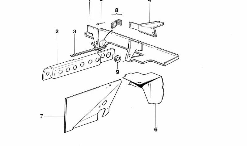 Aleta interior trasera izquierda OEM 41142165075 para BMW E36 (todos los modelos: Berlina, Coupé, Cabrio, Touring, Compact). Pieza original BMW.