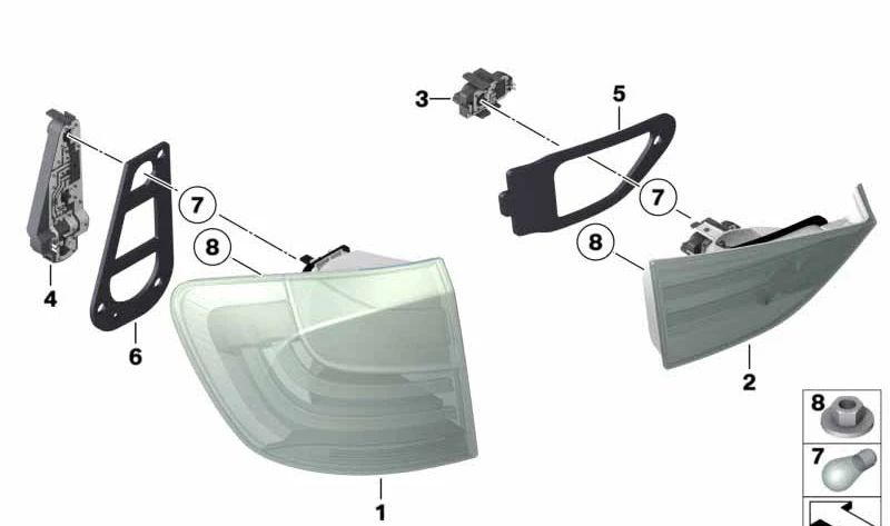 Piloto trasero izquierdo OEM 63212990109 para BMW X1 E84 {xDrive28i, sDrive16d, sDrive16i, sDrive18d}. Original BMW.