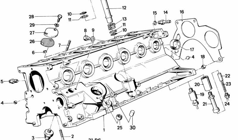 Carter de ventilación motor OEM 11421264924 para BMW E21, E30, E12 y E28. Pieza original BMW.