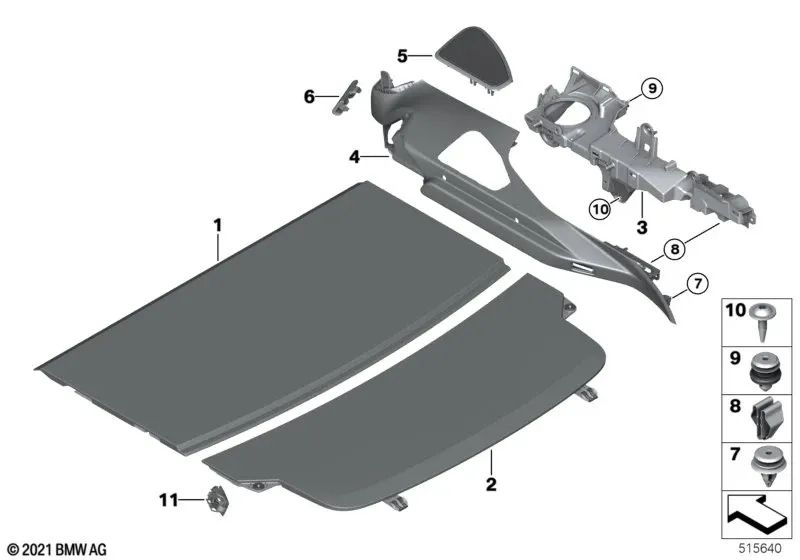 Vorderspeichertablett für BMW G32, G32N (OEM 51477474550). Original BMW