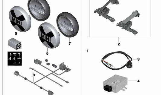 CHROMADA ROAD LIGHT OEM 63120417670 for Mini R56, F56, Clubman F54, Cabrio F57, Countryman F60 ... and more. Original Mini.